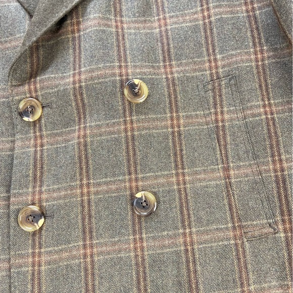 Trevero Tre Vero Mens Wool Plaid Jacket Blazer Double Breasted XLarge XL Coat - Picture 9 of 16